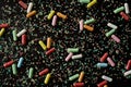 Full Frame Candy Background Texture On Black