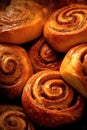 Full frame of cinnemon rolls with icing, created using generative ai technology Royalty Free Stock Photo