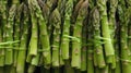 Full frame close-up of bunches of asparagus. Generative AI Royalty Free Stock Photo