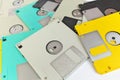 Full Frame Close up of 3.5 Inch Floppy disks for background. Retro digital storage technology. Royalty Free Stock Photo