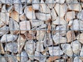 Metal grid with stones on the wall Royalty Free Stock Photo