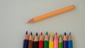 Full frame of color pencils arranged on a table Royalty Free Stock Photo