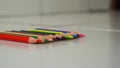 Full frame of color pencils arranged on a table Royalty Free Stock Photo