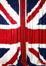 Full frame of the flag of Great Britain battered by time