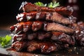 full frame image of glazed pork ribs stacked up Royalty Free Stock Photo