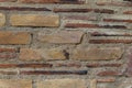 Full frame image of the old beige brick wall. For background, poster, loft style, texture, plenty place for text. Royalty Free Stock Photo