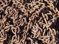 tangled pile of old rusty steels chains Royalty Free Stock Photo