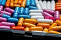 full-frame macro shot of hormone pills in a pack Royalty Free Stock Photo