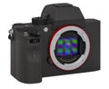 Full frame mirrorless interchangeable-lens digital camera, body. 3D rendering Royalty Free Stock Photo