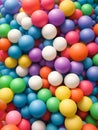 Full frame of multicolored plastic balls in the ball pit (ball crawl). Lots of colorful balls. Royalty Free Stock Photo