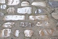 Full frame of old stone road. Cobblestone road texture