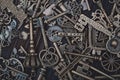 Full frame photo of the various antique keys Royalty Free Stock Photo