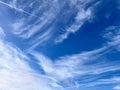Full frame of pretty blue sky with unusual scudding cloud formation Royalty Free Stock Photo