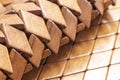 Full frame of rhomboids bamboo tiles. Wood background