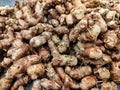 Full frame shot of aromatic ginger for sale at market stall