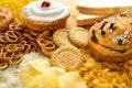 Full Frame Shot Of Foods Containing Unhealthy Or Bad Carbohydrates Royalty Free Stock Photo