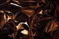 Full frame take of a sheeT of crumpled gold aluminum foil Royalty Free Stock Photo