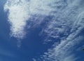 Full frame of pretty blue sky with unusual scudding cloud formation Royalty Free Stock Photo