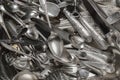 Full frame of vintage collection of silverware.