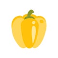 Full Fresh Yellow Bell Pepper Primitive Cartoon Icon, Part Of Pizza Cafe Series Of Clipart Illustrations