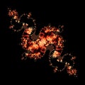 full frontal diagonal alignment Julia fractal from exploding red-hot lava Royalty Free Stock Photo