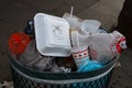 Full garbage can on Sunset Boulevard, Hollywood Royalty Free Stock Photo