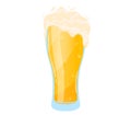 Full glass of beer with bubbles and foam overflowing. Refreshing alcoholic beverage in a pint glass. Celebrate