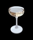 Full glass of champagne isolated on black background. Low glass. Royalty Free Stock Photo