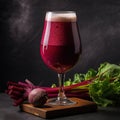 A full glass of dark ale. Smoothies. Vegetable freshly made cocktail. Beet gose. Red IPA Royalty Free Stock Photo