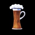Full glass of dark beer with foam isolated on black background. Royalty Free Stock Photo