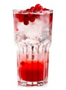 Full glass of fresh cranberries nonalcoholic cocktail with berries