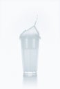 full glass of fresh milk with splash, on white Royalty Free Stock Photo