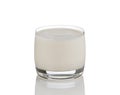 Full glass of fresh milk on white with reflection Royalty Free Stock Photo