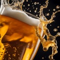 Full glass of light beer closeup with foam splash Royalty Free Stock Photo