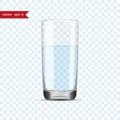 Full glass of water cup with shadow