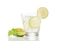 Full glass of water with lemon and mint isolated on white background Royalty Free Stock Photo