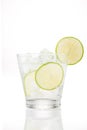 Full glass of water with lemon and mint isolated on white background Royalty Free Stock Photo