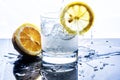 Full glass of water with lemon and mint isolated on white background Royalty Free Stock Photo