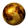 Full golden Moon isolated on white background 3d space rendering, elements of this image are furnished by NASA