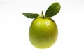 Full green lemon and leaf isolated on a white background with clipping path Royalty Free Stock Photo