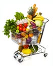 Full grocery cart. Royalty Free Stock Photo