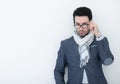 In full growth.attentive business man on white background