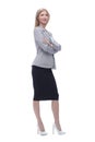 Confident business woman. isolated on grey background Royalty Free Stock Photo