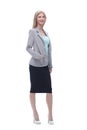 Confident business woman. isolated on grey background Royalty Free Stock Photo