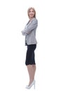 Confident business woman. isolated on grey background Royalty Free Stock Photo