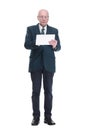 personable business man with a digital tablet. isolated on a white background. Royalty Free Stock Photo