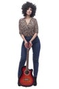 in full growth. stylish young woman with a guitar .