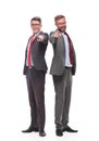 In full growth. two confident business men pointing at you Royalty Free Stock Photo