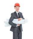 In full growth.young engineer - architect with the drawings Royalty Free Stock Photo