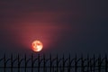 Full hay moon halo back silhouette iron metal fence